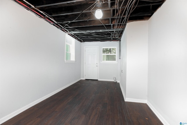 interior space with dark wood-type flooring