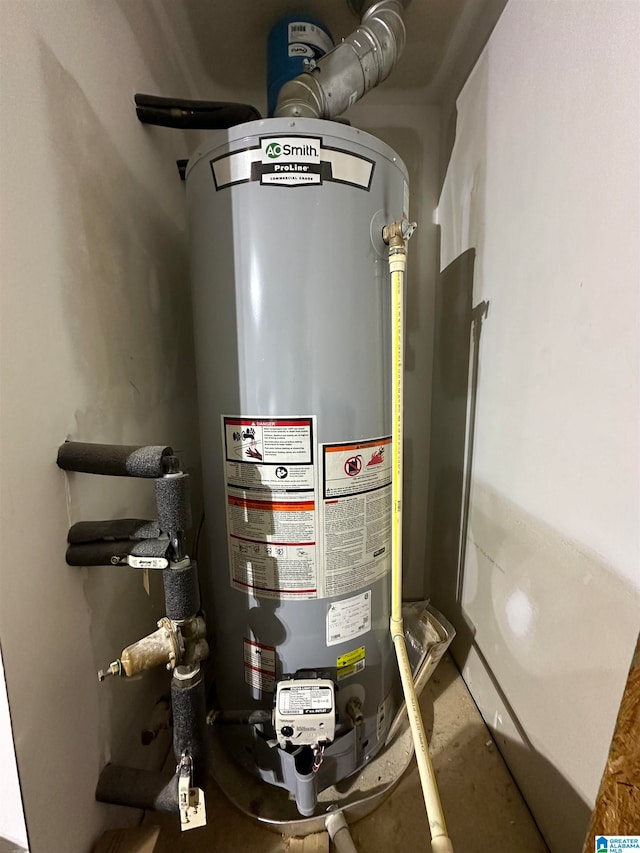 utility room with water heater