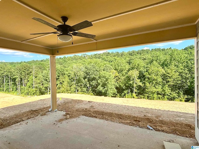 view of patio / terrace featuring ceiling fan