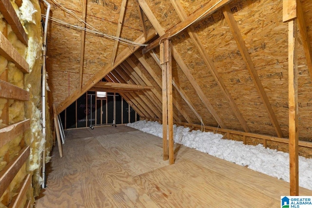 view of unfinished attic