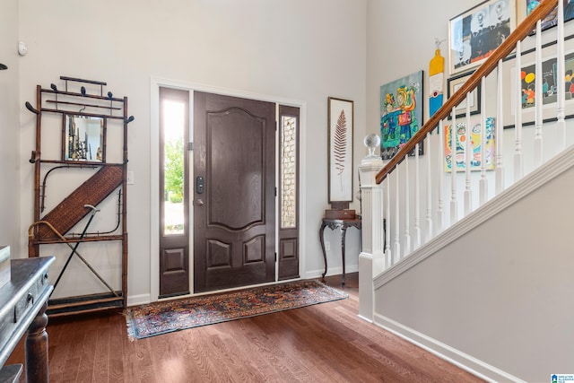 foyer entrance featuring wood-type flooring