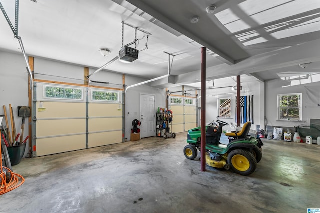 garage with a garage door opener