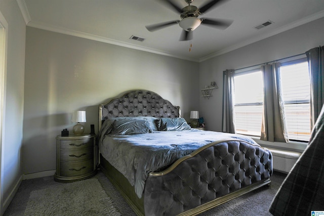 617 Windmill Cir, Helena, AL 35080 - bedroom with carpet flooring, crown molding, baseboards, and a ceiling fan