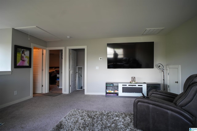 living room with carpet floors