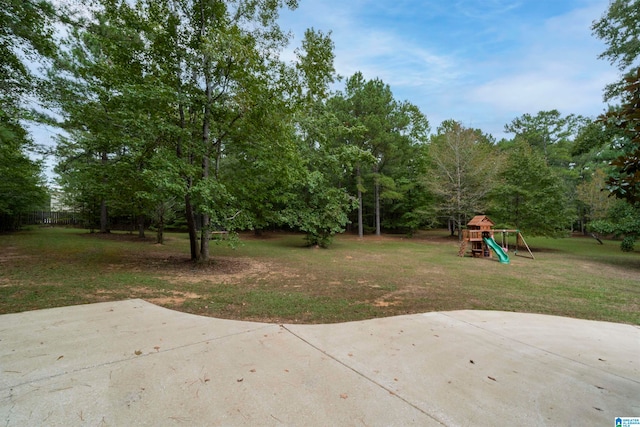 view of yard featuring a playground