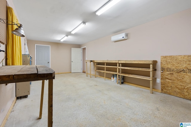 basement featuring a wall unit AC