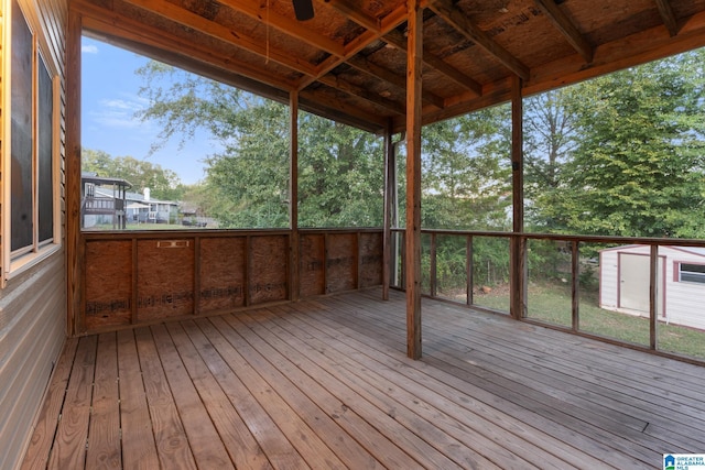 view of unfurnished sunroom