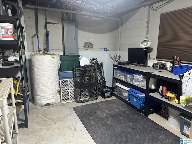 basement with electric panel