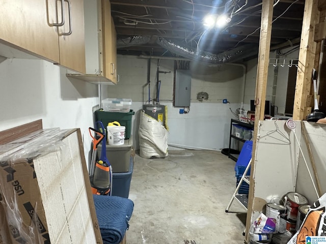 basement with electric panel