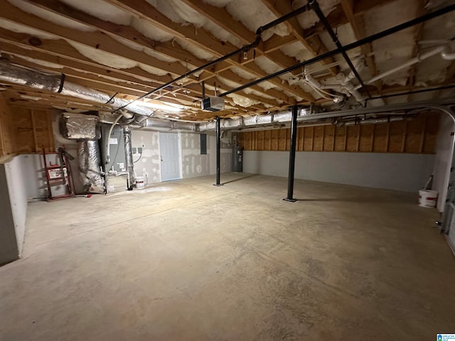 basement featuring water heater