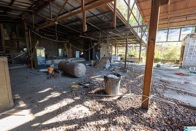 miscellaneous room featuring lofted ceiling