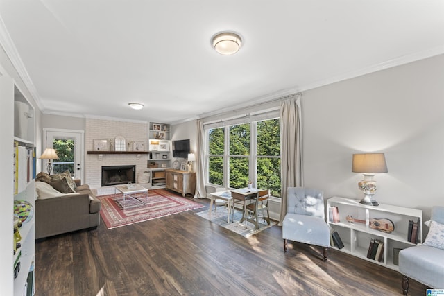2825 Cahawba Trl, Birmingham, AL 35243 - living area featuring a fireplace, crown molding, and wood finished floors