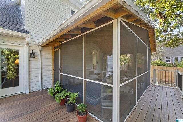 2825 Cahawba Trl, Birmingham, AL 35243 - wooden terrace with fence and a sunroom