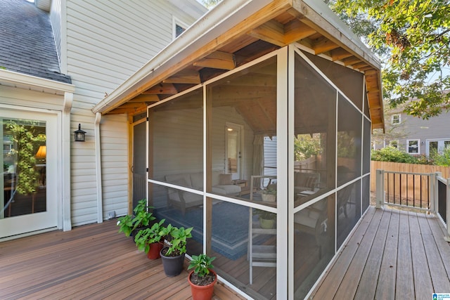 deck featuring a sunroom