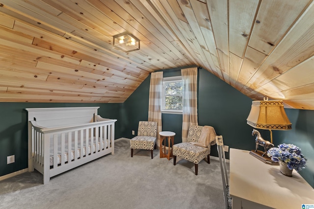 2825 Cahawba Trl, Birmingham, AL 35243 - bedroom featuring baseboards, carpet, wood ceiling, and vaulted ceiling