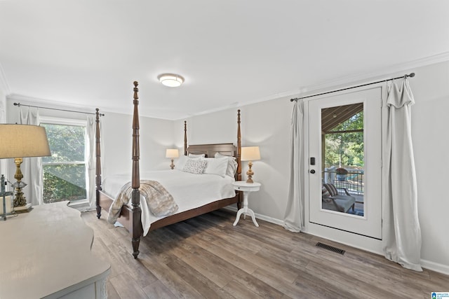 2825 Cahawba Trl, Birmingham, AL 35243 - bedroom with access to outside, wood finished floors, crown molding, and visible vents