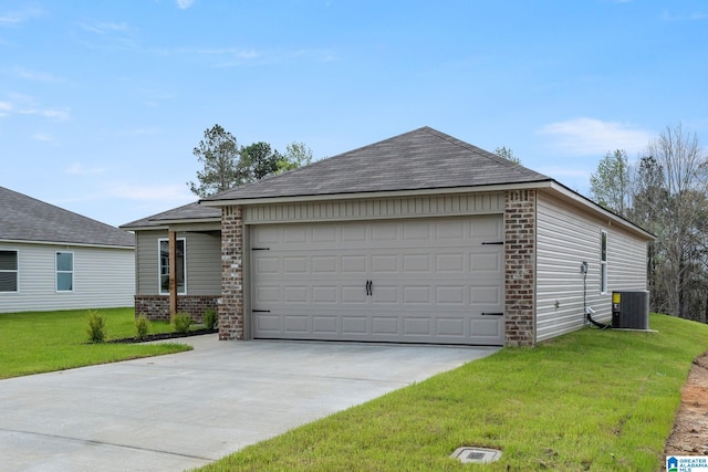 exterior space featuring a lawn and central AC unit