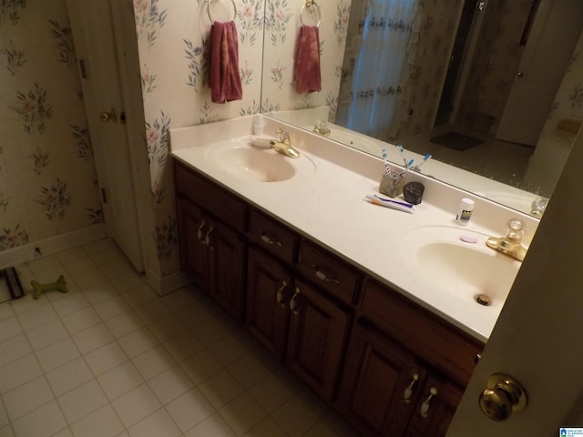 bathroom featuring vanity and tile patterned flooring