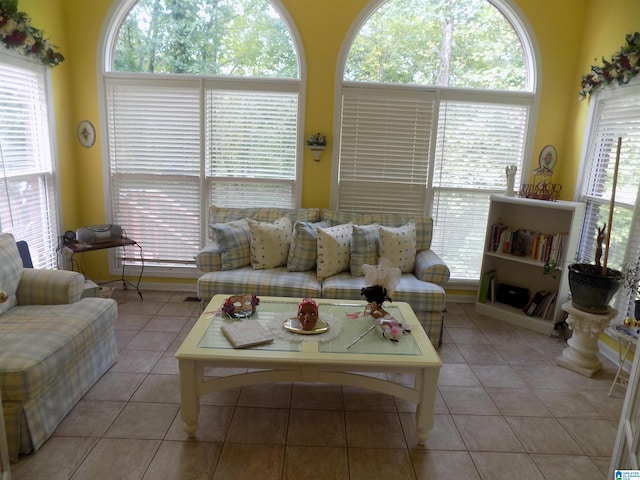 view of tiled living room