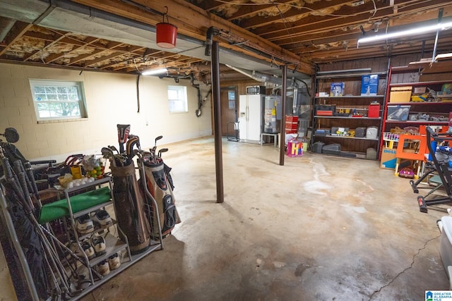 basement with water heater