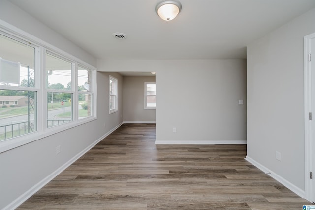 empty room with hardwood / wood-style flooring and a wealth of natural light