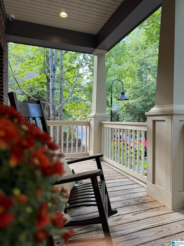 wooden deck with covered porch