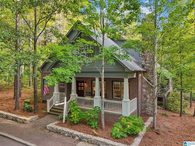 view of front of home featuring covered porch