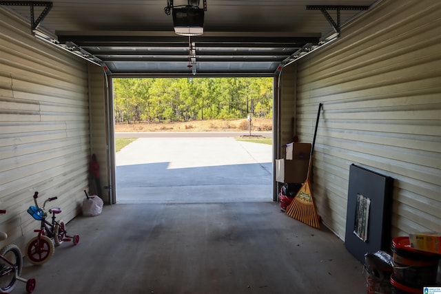 garage with a garage door opener