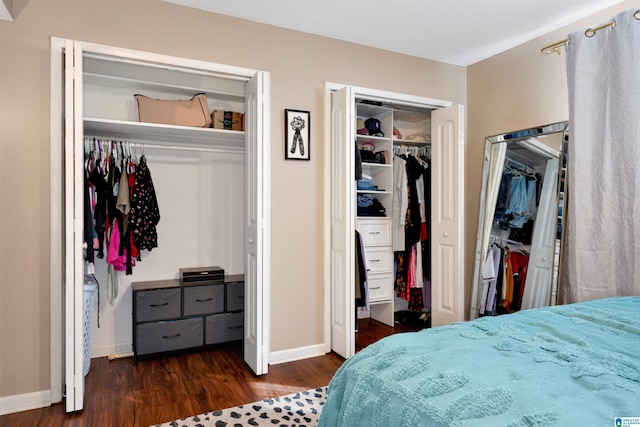 bedroom featuring dark hardwood / wood-style flooring