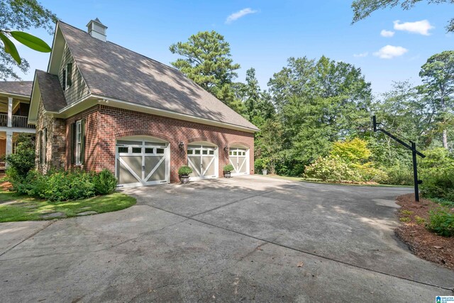 exterior space with a garage