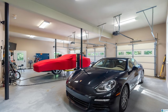 garage with a garage door opener