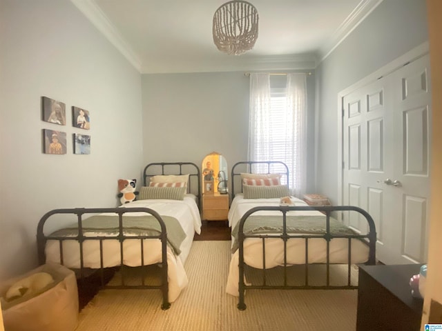 bedroom with ornamental molding