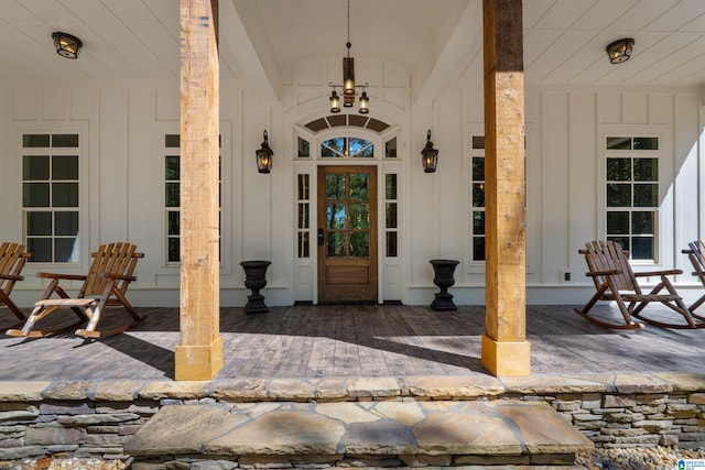 entrance to property with covered porch