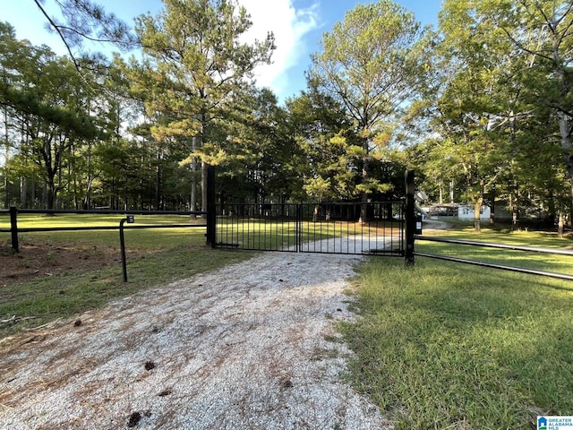 view of gate with a yard