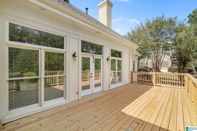 wooden terrace with french doors