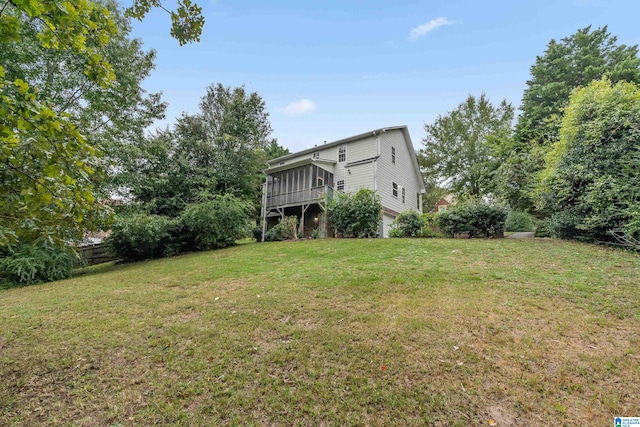 view of yard featuring a wooden deck