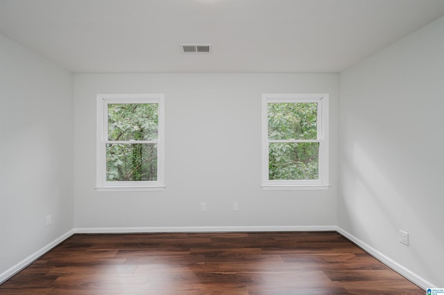 empty room featuring dark hardwood / wood-style flooring and a wealth of natural light