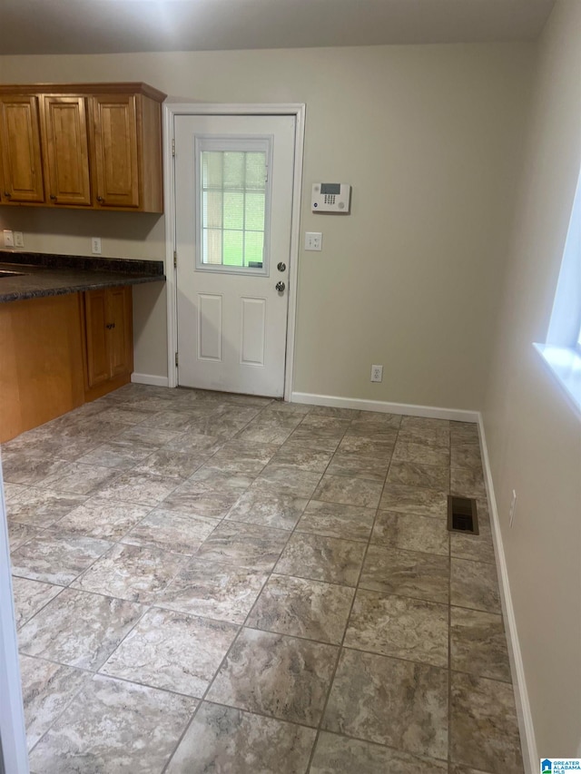 kitchen featuring built in desk