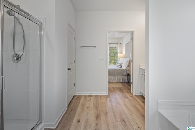 hall featuring light wood-type flooring