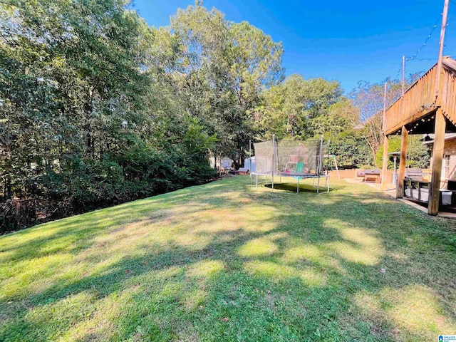 view of yard featuring a trampoline