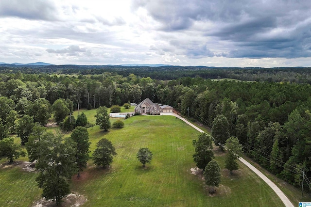 birds eye view of property with a mountain view