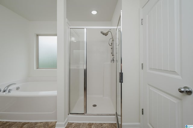 bathroom with plus walk in shower