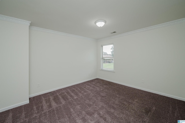 carpeted empty room with ornamental molding