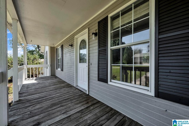 deck featuring a porch