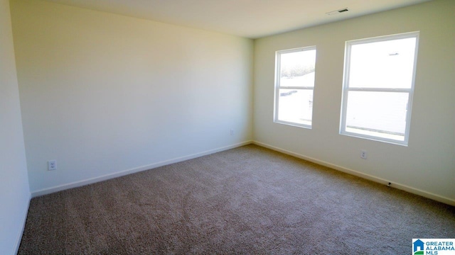 view of carpeted spare room