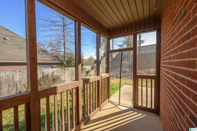 view of unfurnished sunroom