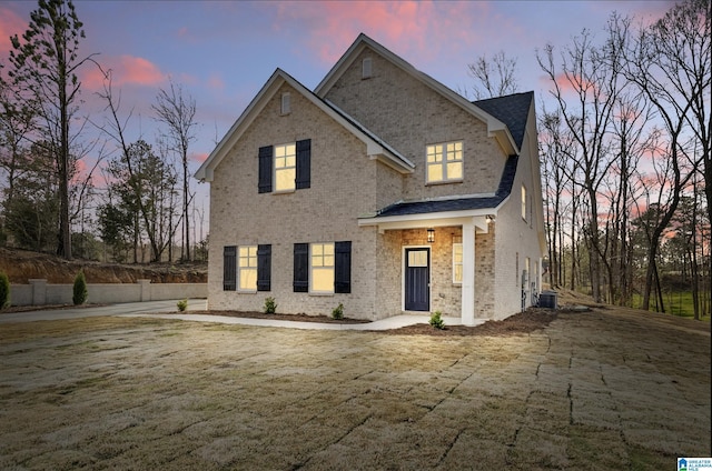 620 Lime Creek Way, Chelsea, AL 35043 - traditional-style house featuring fence, central AC unit, and brick siding