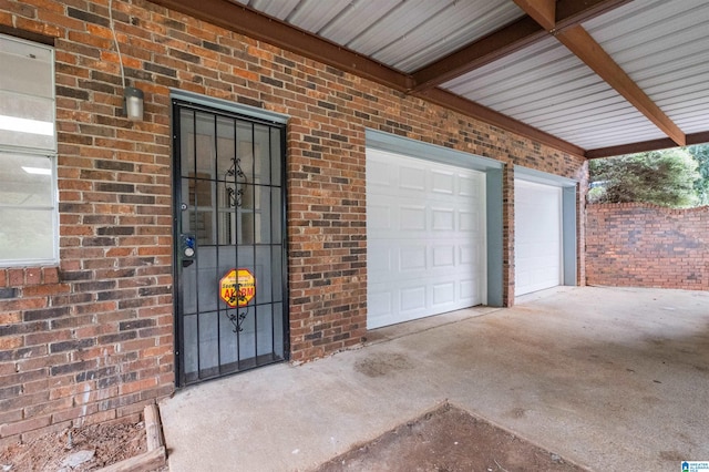 exterior space featuring a garage