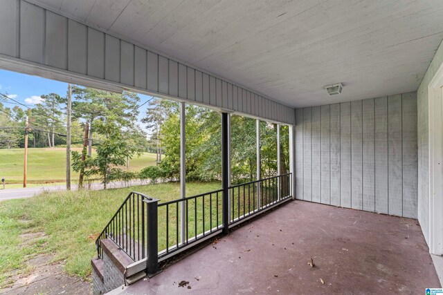 view of unfurnished sunroom