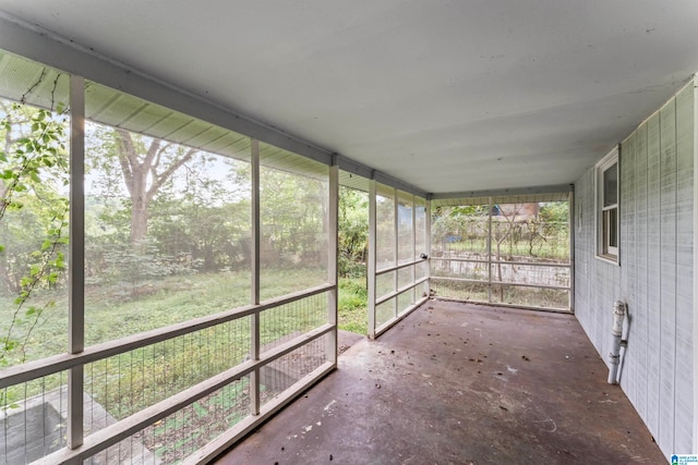 view of unfurnished sunroom